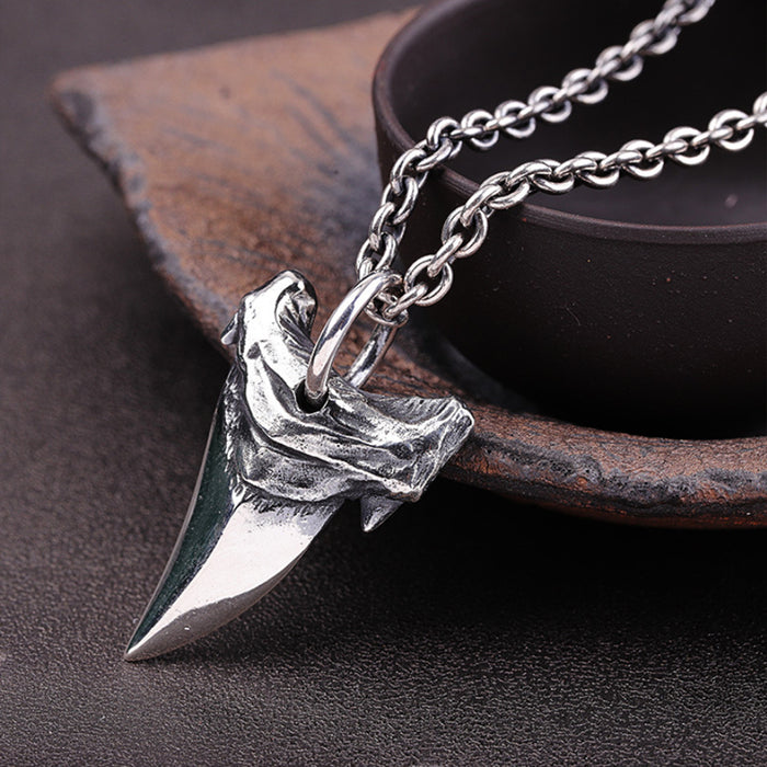 Men's Real Solid 925 Sterling Silver Pendants Sharp Shark Tooth Jewelry