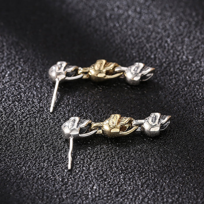 925 Sterling Silver Dangle Earrings Skeletons&Skulls Punk HipHop Jewelry