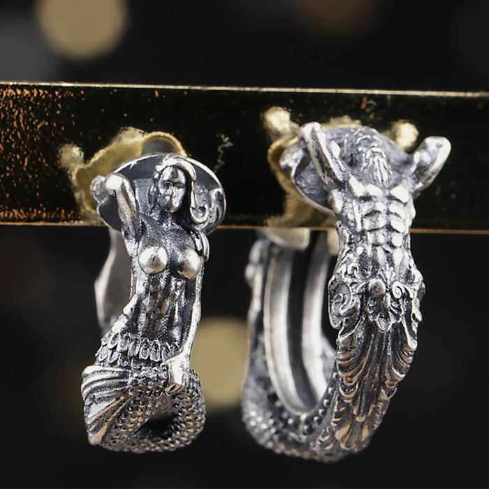925 Sterling Silver Earrings The Daughter of the Sea Mermaid Men Women Jewelry