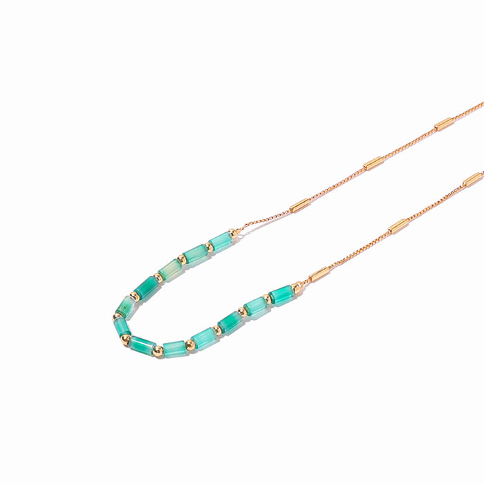 Beautiful Natural Stone Necklace Chain Beaded Gold Plated Fashion Jewelry