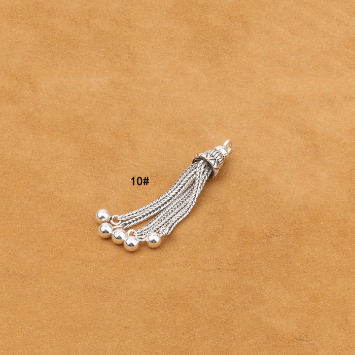 2Pcs Solid 925 Sterling Silver Pendant DIY Making Parts Braided Tassels Beads