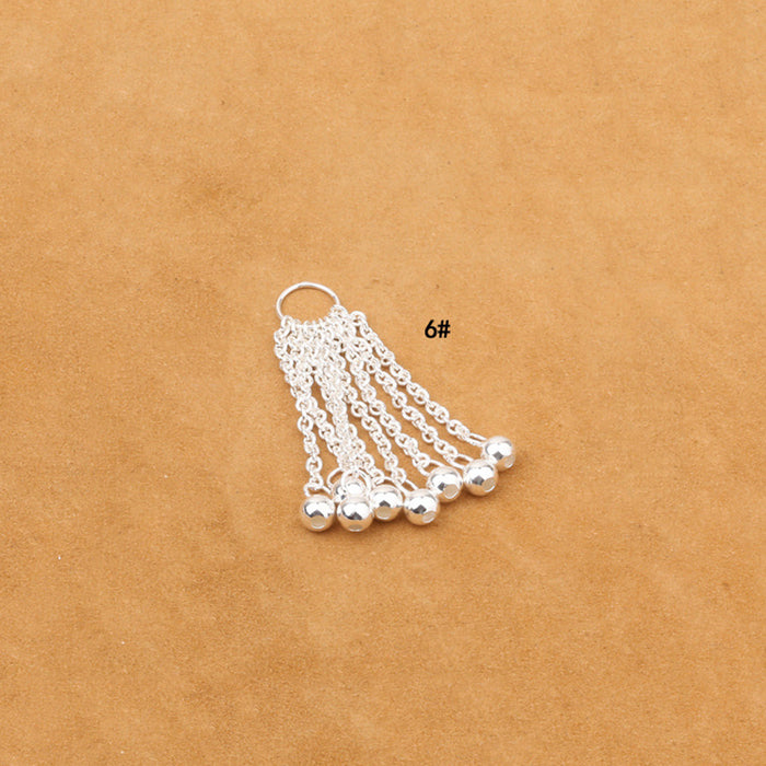 2Pcs Solid 925 Sterling Silver Pendant DIY Making Parts Braided Tassels Beads