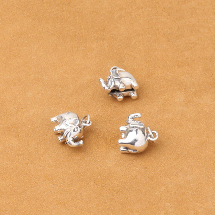 9mm Solid 925 Sterling Silver Pendant DIY Making Parts Animal Elephant Bell