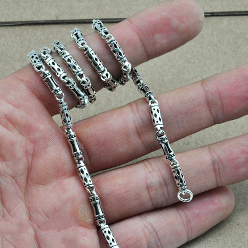 Real 925 Sterling Silver Necklace Cylinder Geometry Hollow Link Chain Men's 18" - 24"