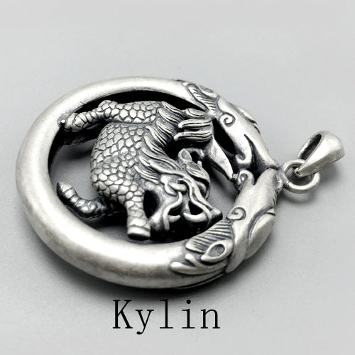 Real 925 Sterling Silver Pendant Kylin Dragon