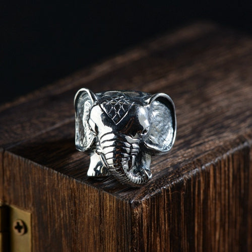 Real Solid 925 Sterling Silver Ring Animals Elephant Punk Jewelry Open Size 8 9 10 11 12