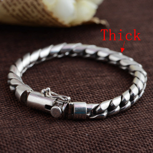 Real Solid 925 Sterling Silver Bracelets Twist Braided Chain Cord Link Punk Jewelry 8.3"