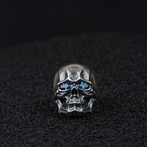 Real Solid 925 Sterling Silver Ring Skulls Cubic Zirconia Punk Jewelry Open Size 8 9 10 11 12