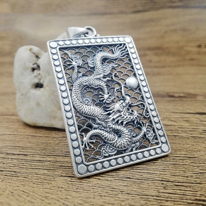 Men's Women's Real Solid 999 Sterling Silver Pendants Dragon King Animal Pierced