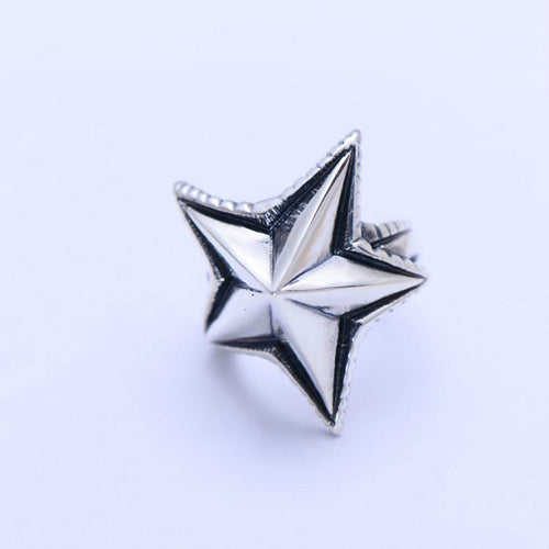 Real Solid 925 Sterling Silver Ring Pentagram Star Fashion Punk Jewelry Size 8 9 10 11
