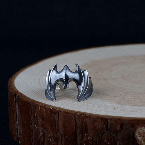 Real Solid 925 Sterling Silver Ring Animals Bat Punk Jewelry Open Size 8 9 10 11 12