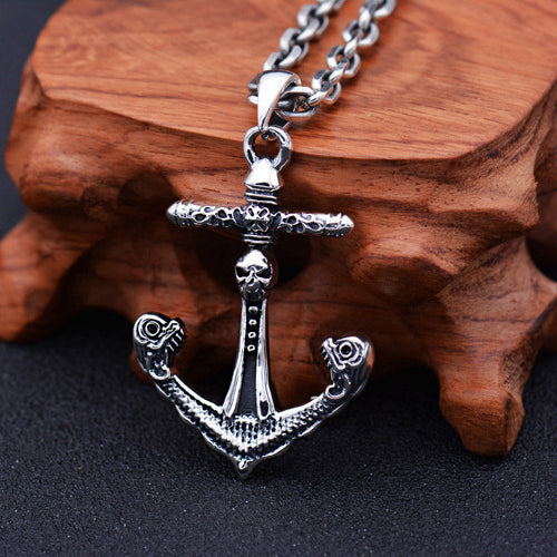 Real 925 Sterling Silver Pendant Anchor Skull Jewelry