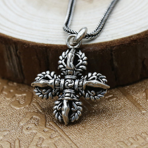 Real 925 Sterling Silver Pendant Vajra Religious Jewelry