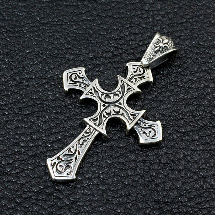 Men's Real Solid 925 Sterling Silver Pendants Cross Pattern Jewelry