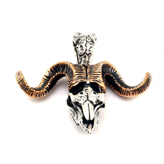 Men's Womens Real Solid 925 Sterling Silver Pendants Skull Sheep Head Ram's Horn