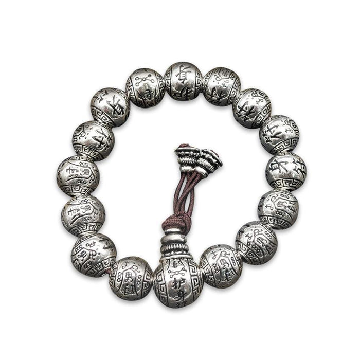 Real Solid 990 Sterling Silver Bracelet Beaded Religions Fashion Luck Jewelry