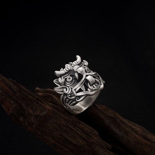Real Solid 990 Pure Fine Silver Ring Animals Mythical Beast Gothic Punk Jewelry Size 6 7 8 9 10