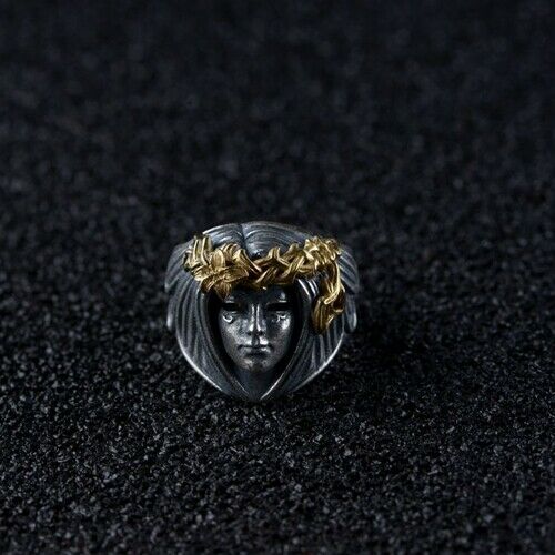 Real Solid 925 Sterling Silver Ring Goddess Vintage Gothic Jewelry Open Size 8 9 10 11 12