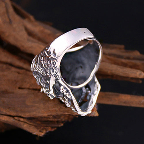 New Real Solid 925 Sterling Silver Ring Skeletons Skulls Gothic Punk Jewelry Open Size 8-11