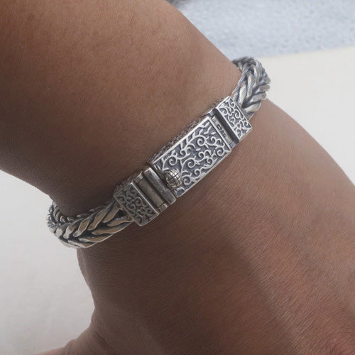 Real Solid 925 Sterling Silver Bracelet Link Chain Braided Fashion Jewelry 7.5" - 8.3"