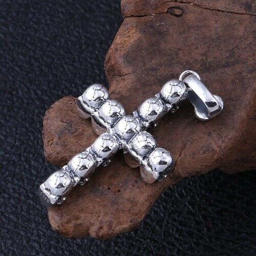 Real 925 Sterling Silver Pendant Skull Gothic Cross Jewelry