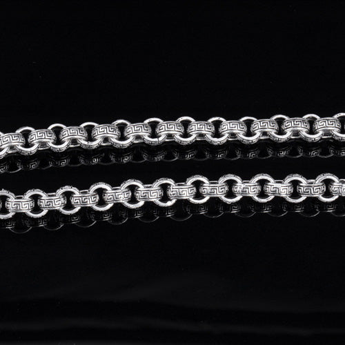 8mm Solid 925 Sterling Silver Dragon Head Fretted Chain Men Necklace 20"-24“