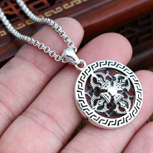 Real 925 Sterling Silver Pendant Vajra Round Jewelry