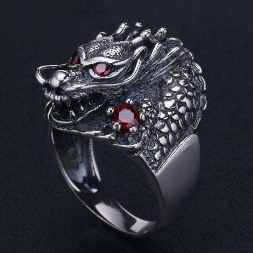 Real Solid 925 Sterling Silver Animals Dragon Gothic Punk Jewelry Size 8 9 10 11 12