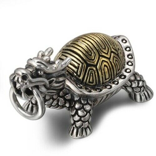 Real 925 Sterling Silver Pendant Dragon's Head Turtle's Body Jewelry