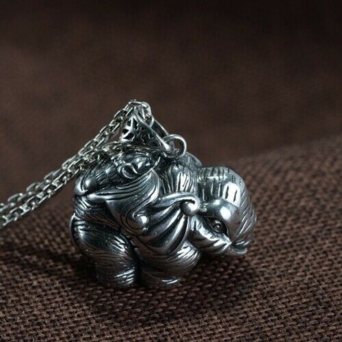 Real 925 Sterling Silver Pendant Elephant