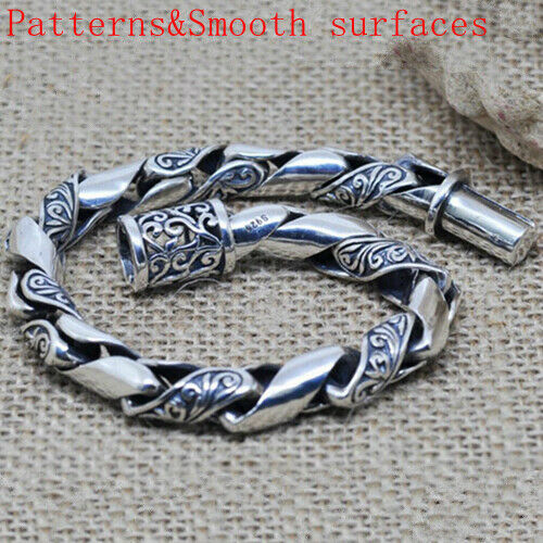 Real Solid 925 Sterling Silver Bracelets Flower Pattern Chain Fashion Jewelry