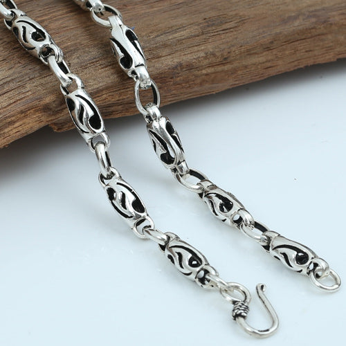 Solid 925 Sterling Silver Bucket Knot Chain Men's Necklace18"-24"