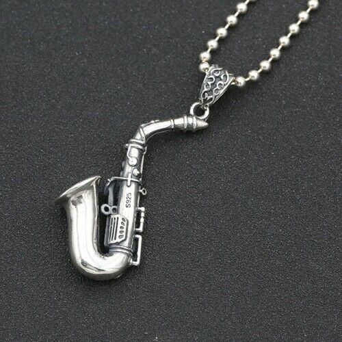 Real 925 Sterling Silver Pendant Music French Horn Jewelry
