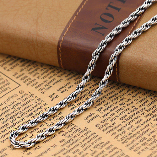 Genuine Solid 925 Sterling Silver Braided Chain Men's Necklace 18"-24"