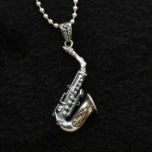 Real 925 Sterling Silver Pendant Music French Horn Jewelry