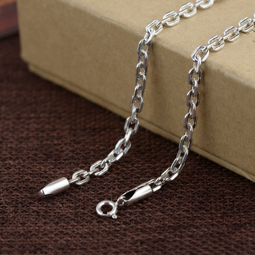 Real 925 Sterling Silver Necklace Long-Circle Link Loop Chain 18" - 32"