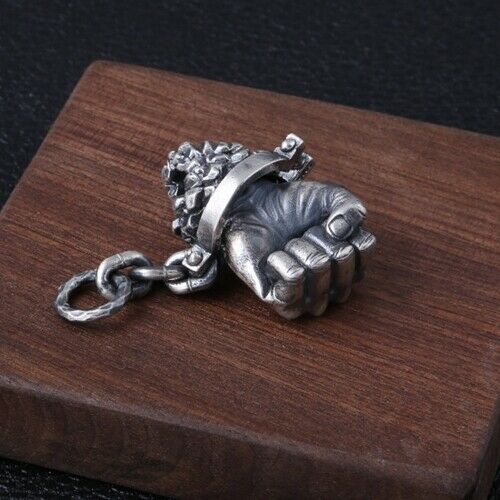 Real 925 Sterling Silver Pendant Destiny Fist Punk Jewelry