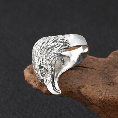 Real Solid 925 Sterling Silver Ring Eagle Animals Punk Jewelry Size 8 9 10 11
