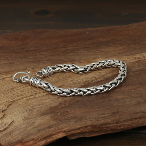 Men's Solid 925 Sterling Silver Bracelet Link Chain Twist Braided Jewelry