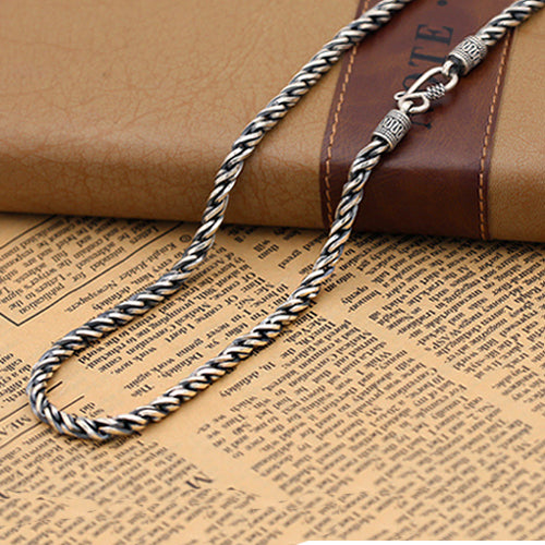 Genuine Solid 925 Sterling Silver Twisted Rope Chain Men Necklace18"-24"