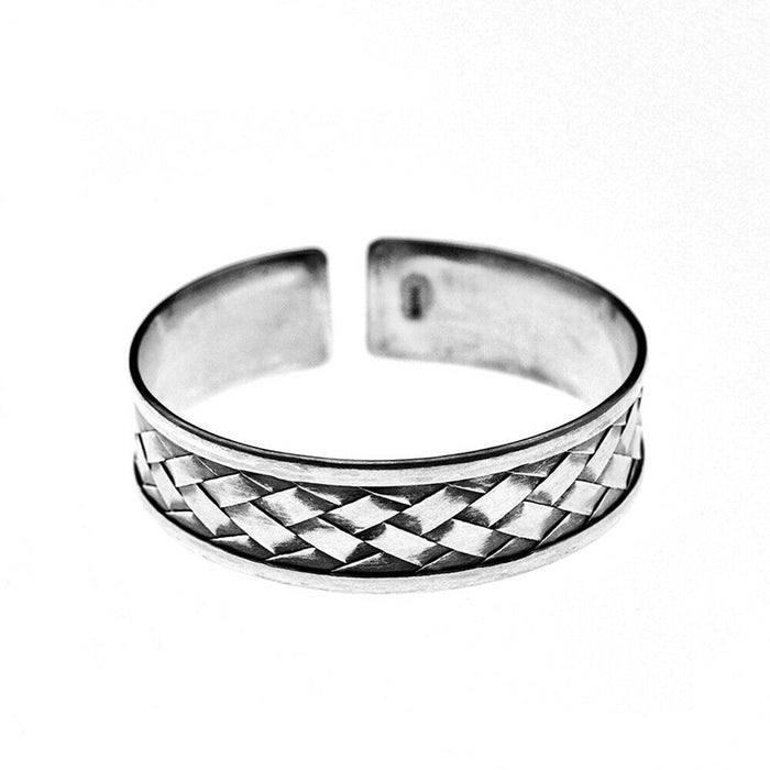 Real Solid 925 Sterling Silver Cuff Bracelet Bangle Braided Fashion Punk Jewelry