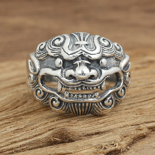 Real Solid 925 Sterling Silver Ring Animals Brave Beast Punk Jewelry Size 8 9 10 11