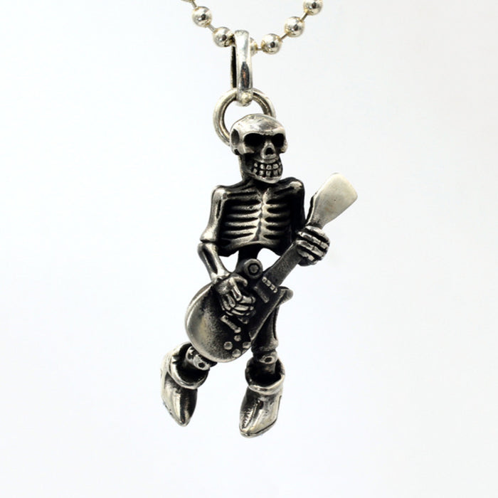 Men's Womens Real Solid 925 Sterling Silver Pendants Skull Skeleton Guitar