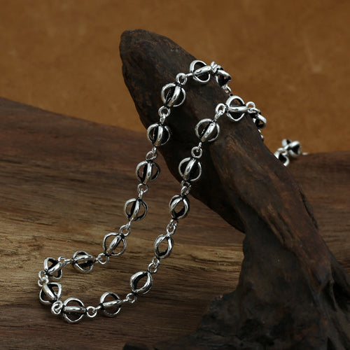 Real Solid 925 Sterling Silver Hollow Lantern Chain Men's Necklace 20"-26"