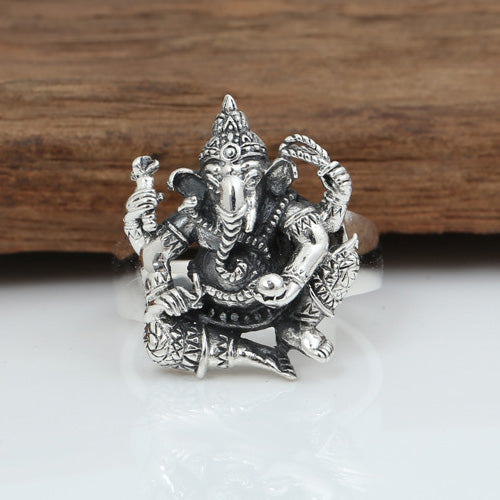 Real Solid 925 Sterling Silver Ring Huge Elephant King Animals Ganesha Jewelry Size 8.5 9 9.5 10 10.5