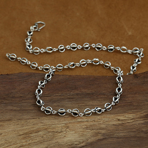Real Solid 925 Sterling Silver Hollow Lantern Chain Men's Necklace 20"-26"
