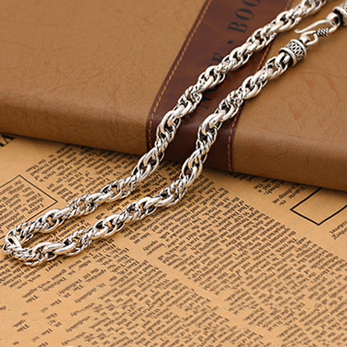 Real Solid 925 Sterling Silver Twist Cane Chain Men's Heavy Necklace18"-24"