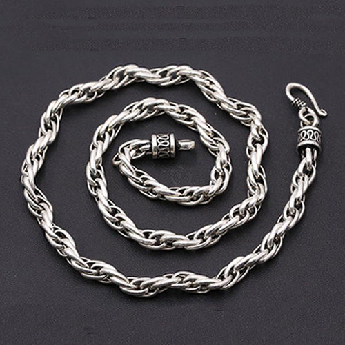 Real Solid 925 Sterling Silver Vines Cane Chain Men's Heavy Necklace18"-24"
