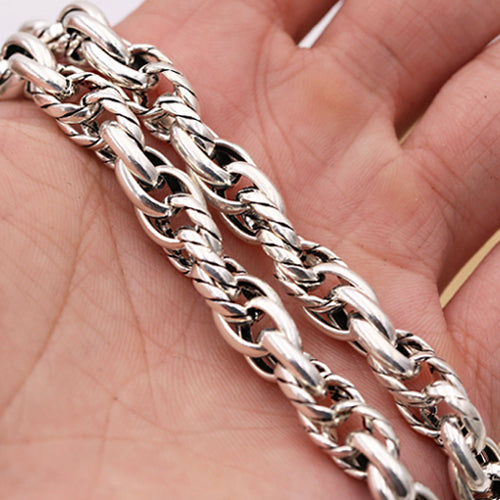 Real Solid 925 Sterling Silver Twist Cane Chain Men's Heavy Necklace18"-24"