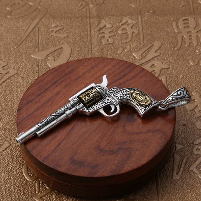 Men's Women's Real Solid 925 Sterling Silver Pendants Pistol Gun Pattern Jewelry